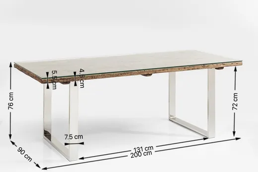 Stół z drewna z recyklingu RUSTICO 200x90 - naturalny/srebrny