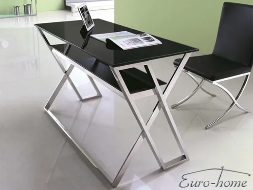 Biurko GG1008 - srebrny/czarne szkło