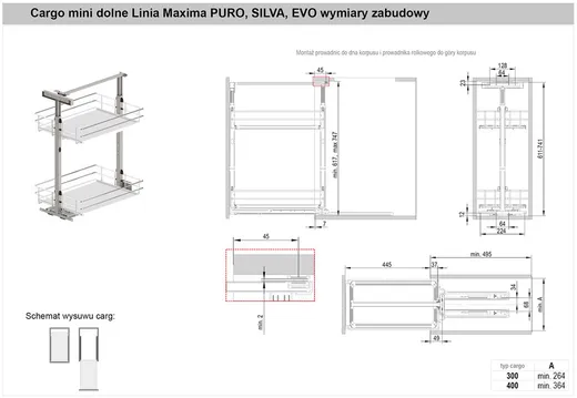 MAXIMA PURO Cargo mini dolne 400 L-480 metal/drewno czarny mat/dąb