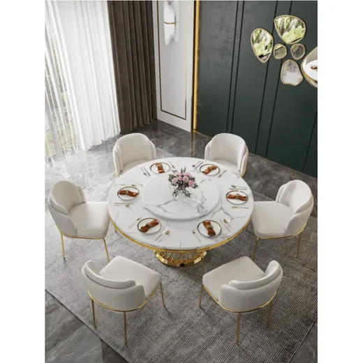 Stół okrągły EMPORIO GOLD 150 cm - biały/złoty