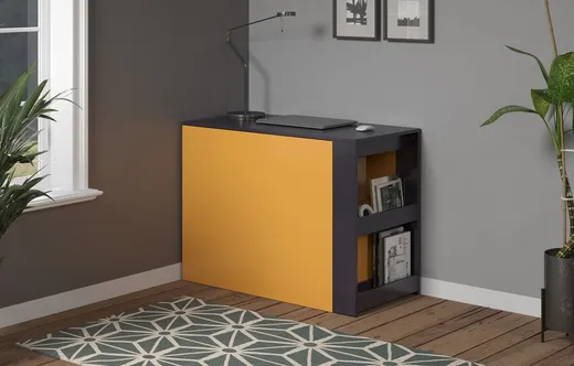 Biurko rozkładane SOLUTION - grafit/żółty