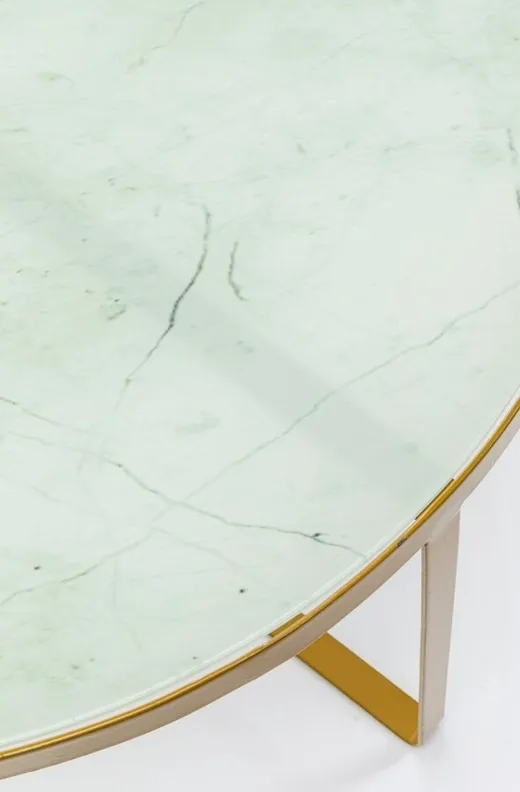 Stolik okrągły MARBLE 55 - biały/złoty