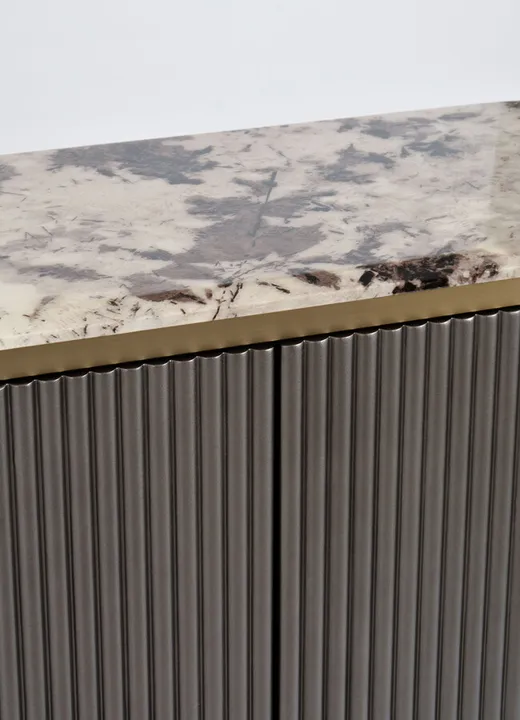 Komoda 3-drzwiowa z marmurowym blatem STILIG - grafitowy