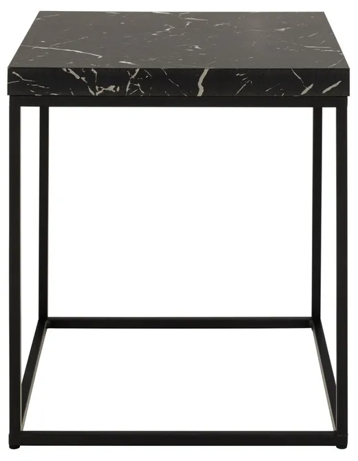Stolik kawowy BAROSSA 40x40 - czarny marmur/czarny