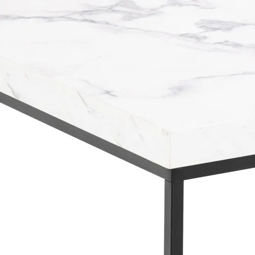 Stolik kawowy BAROSSA 60x60 - biały marmur/czarny