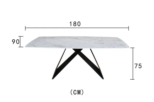 Stół MODIG 180x90 - biały marmur/czarny
