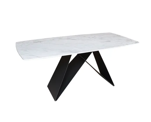 Stół MODIG 180x90 - biały marmur/czarny