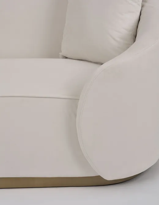 Welurowa sofa 3-osobowa NUA N19 - alabastrowa biel