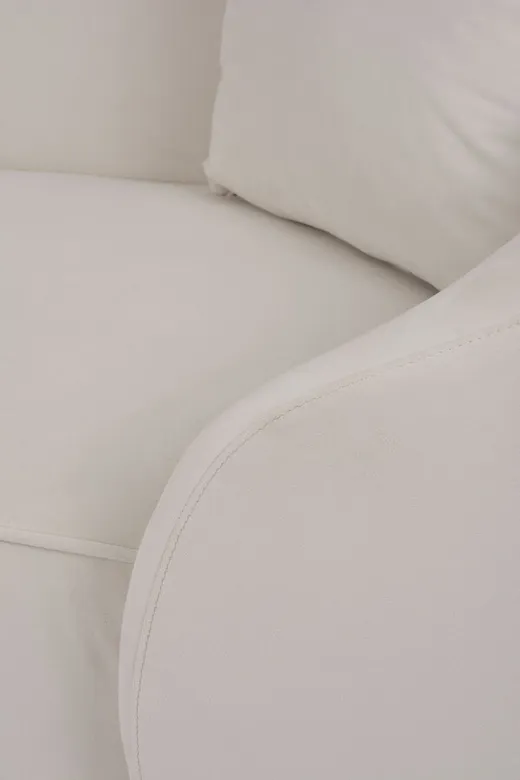 Welurowa sofa 3-osobowa NUA N19 - alabastrowa biel