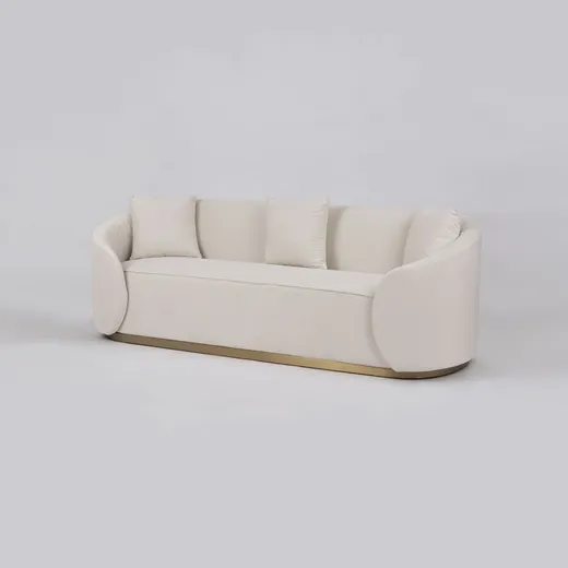 Welurowa sofa 3-osobowa NUA N19 - alabastrowa biel
