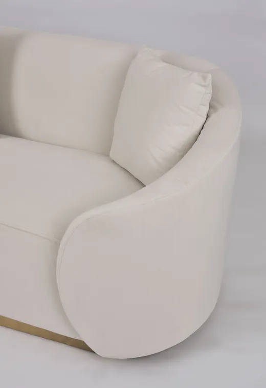 Welurowa sofa 3-osobowa NUA N19 - alabastrowa biel
