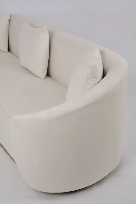Welurowa sofa 3-osobowa NUA N19 - alabastrowa biel