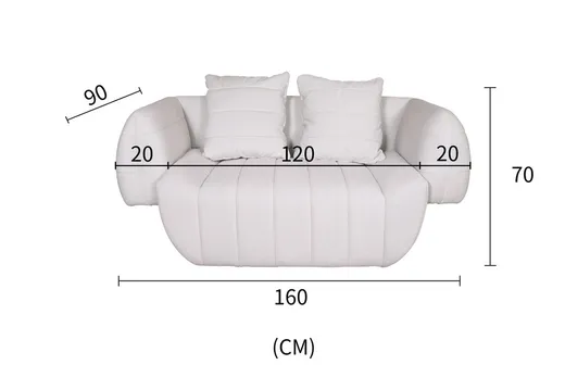 Sofa 2-osobowa NUA N90 welur - złamana biel