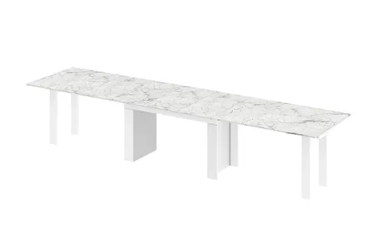 Stół rozkładany MAGRO 170/410x100 - venatino white połysk/biały połysk
