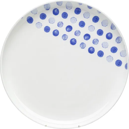 Talerz obiadowy PARTITO kropki 27 cm - biały/niebieski