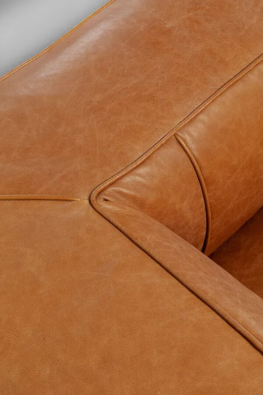 Sofa 3-osobowa skórzana CUBETTO - brązowy