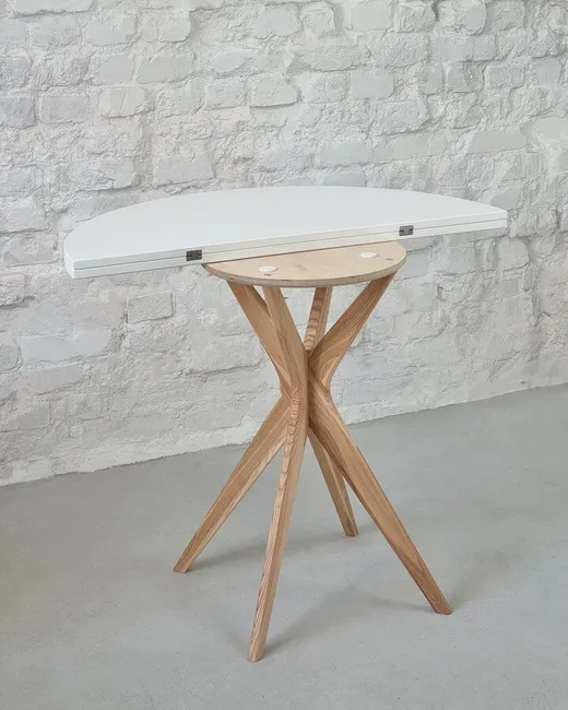 Stół półokrągły JUBI rozkładany 90 cm - różowy