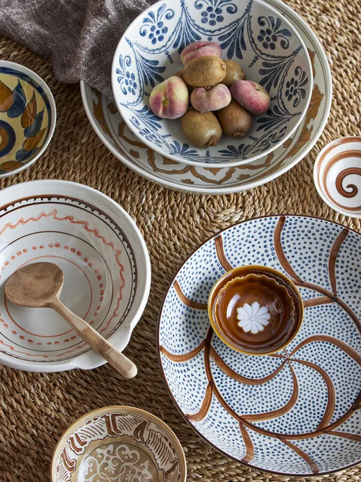 Miska z kamionki HEIKKI 26.5 - biały/niebieski