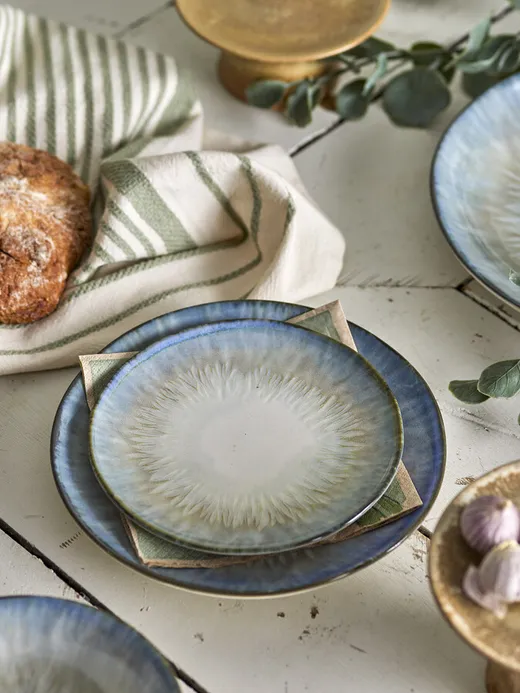 Talerz ceramiczny CALEN 18 - biały/niebieski
