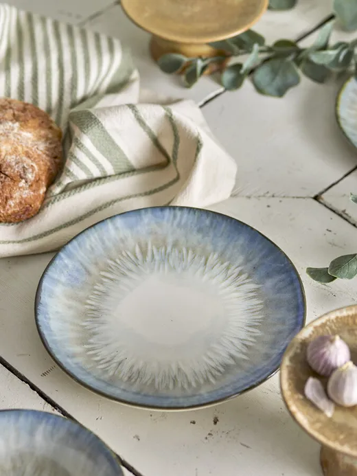 Talerz ceramiczny CALEN 22 - biały/niebieski