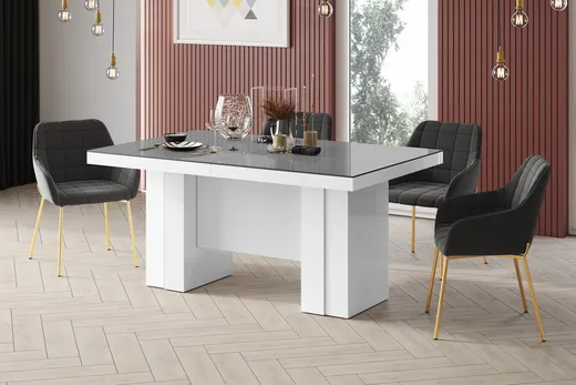 Stół rozkładany LARGO 160/400x89 - kaszmir mat/biały połysk