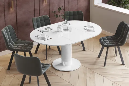 Stół rozkładany SOLO LUX - biały mat/biały połysk
