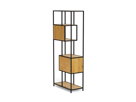 Regał z szufladami SEAFORD 77 cm - dziki dąb/czarny