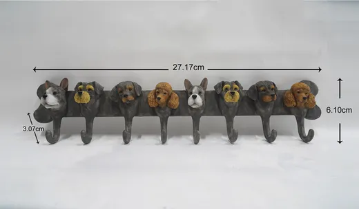 Wieszak ścienny DOG FAMILY - szary/brązowy