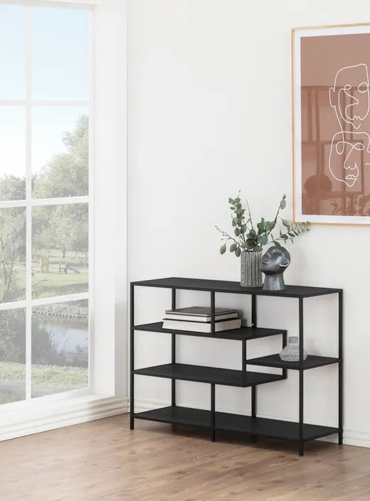 Regał SEAFORD 78 cm - czarny jesion/czarny