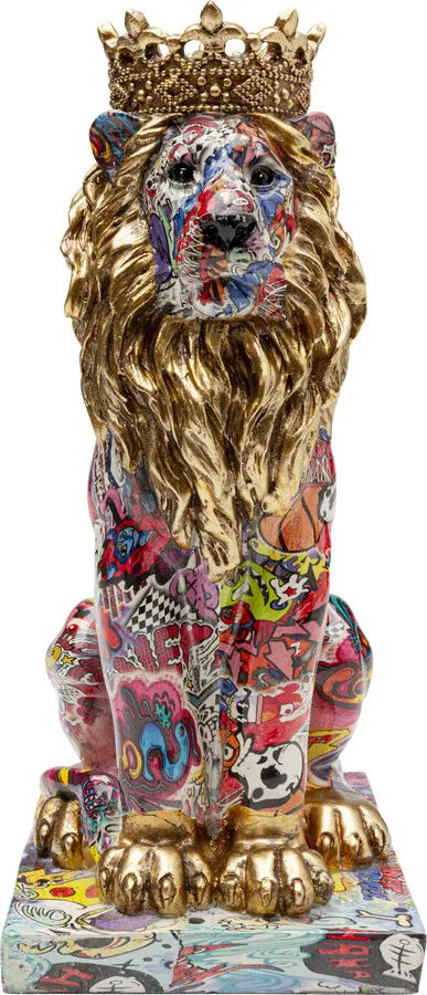 Figurka dekoracyjna GRAFFITI KING LION 29 cm - wielokolorowy