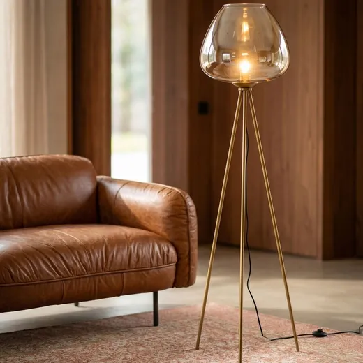 Lampa podłogowa SPHERE AMBER - złoty