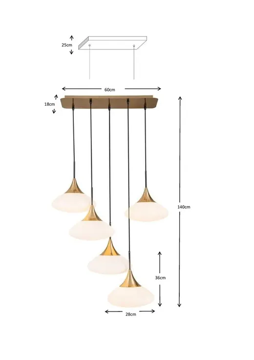 Lampa wisząca GOCCE - biały/złoty