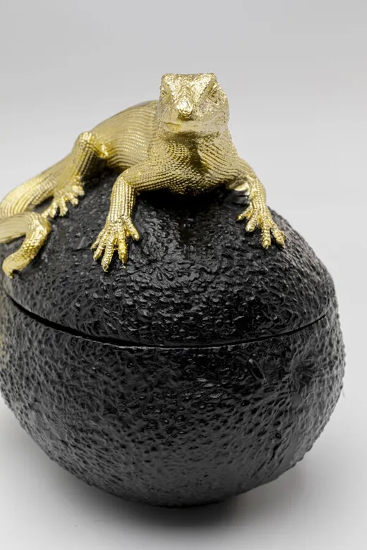 Pojemnik dekoracyjny AVOCADO LIZARD - czarny/złoty
