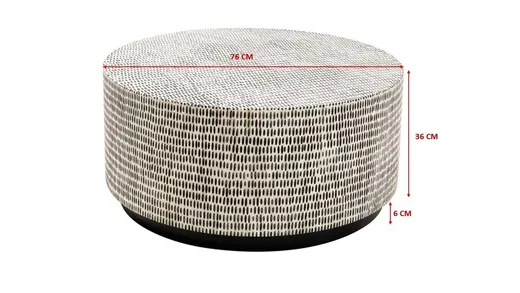 Stolik kawowy okrągły PIANO 76 cm - biało-czarny