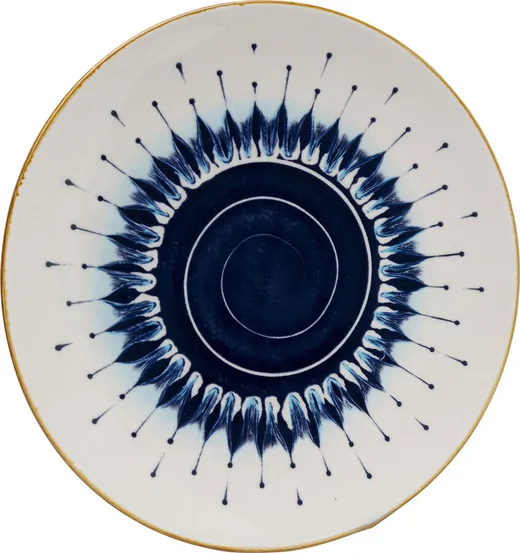 Talerz deserowy DALIA 21 cm - biały/niebieski