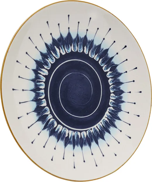 Talerz obiadowy DALIA 27 cm - biały/niebieski