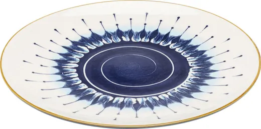 Talerz obiadowy DALIA 27 cm - biały/niebieski