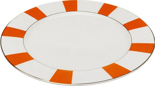 Talerz obiadowy HARLEQUIN 27 cm - biały/pomarańczowy