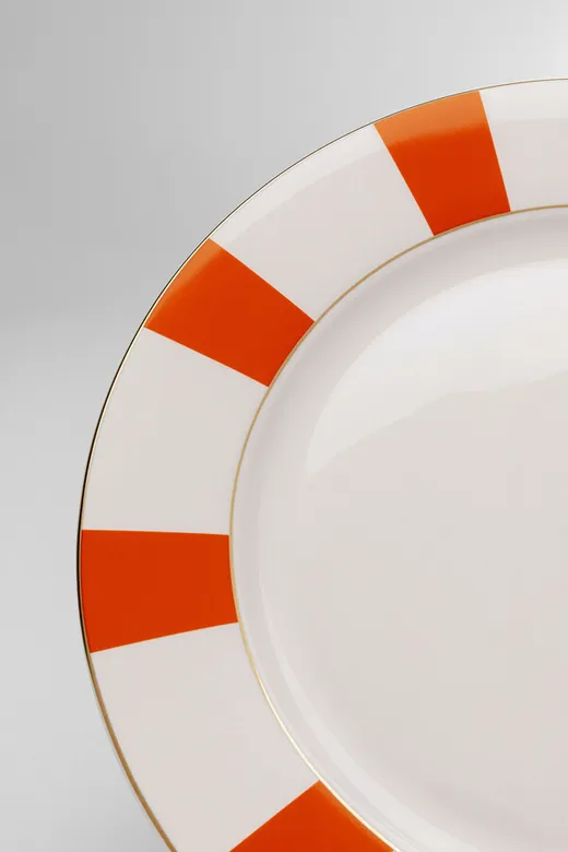 Talerz obiadowy HARLEQUIN 27 cm - biały/pomarańczowy