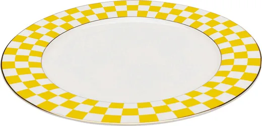 Talerz obiadowy HARLEQUIN 27 cm - biały/żółty