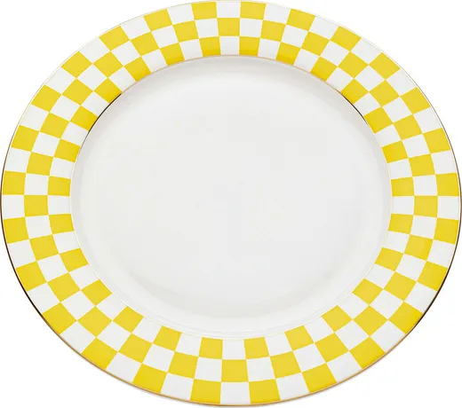 Talerz obiadowy HARLEQUIN 27 cm - biały/żółty