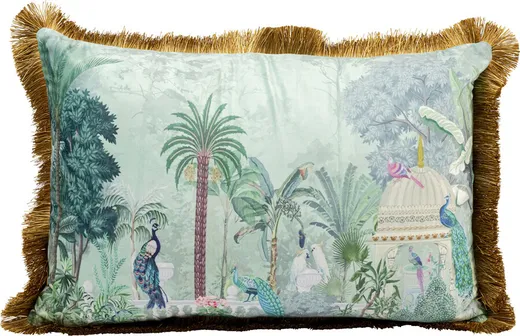 Poduszka dekoracyjna JUNGLE TEMPLE 60x40 - niebieski/złoty