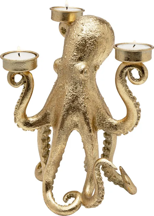 Świecznik potrójny OCTOPUS - złoty