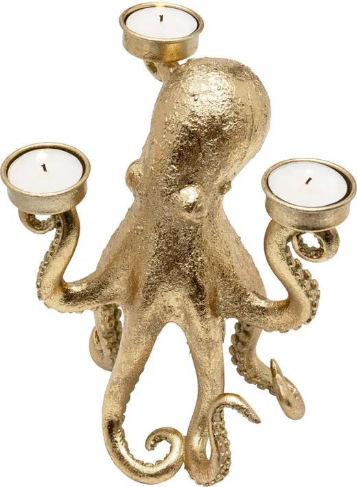 Świecznik potrójny OCTOPUS - złoty