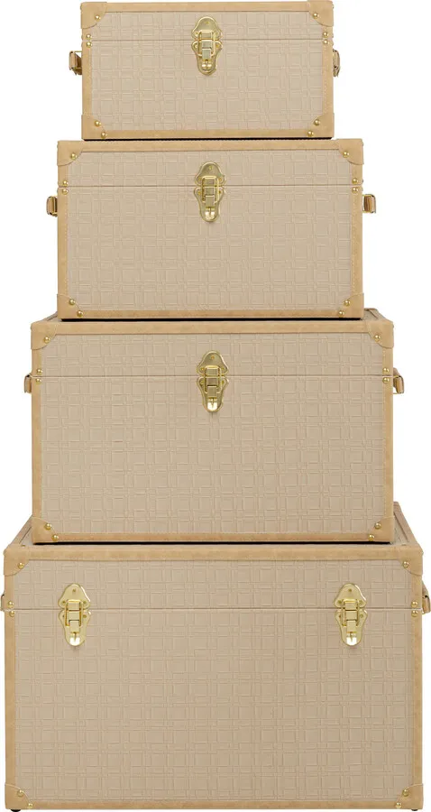 Zestaw 4 kufrów CAPPUCCHINO - beżowy