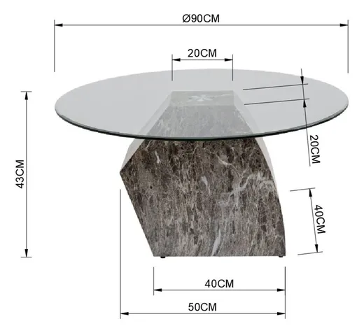 Stolik kawowy okrągły ROCKY 90 cm - szary