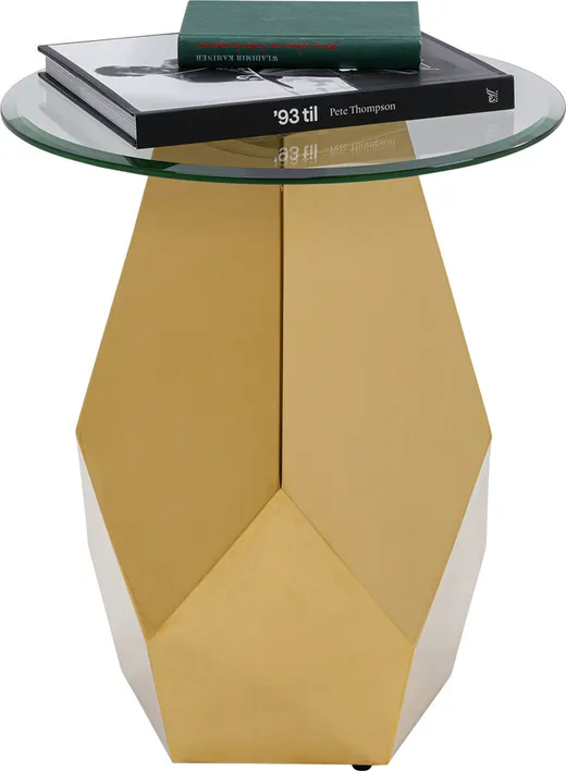 Stolik boczny okrągły RICCHEZZA 45 cm - transparentny/złoty