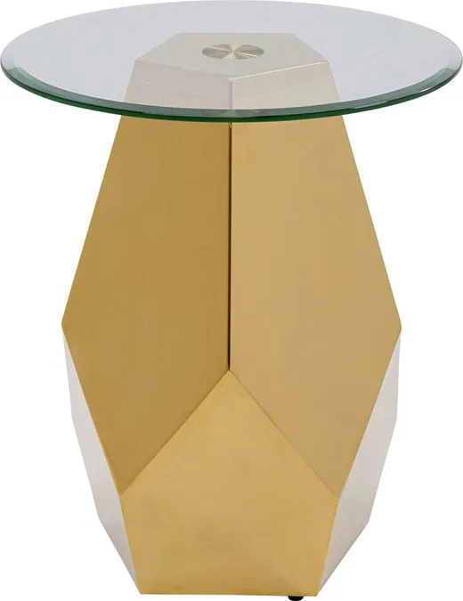 Stolik boczny okrągły RICCHEZZA 45 cm - transparentny/złoty