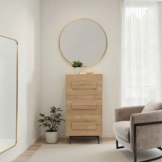 Lustro ścienne okrągłe SIMPLY BRASS 90 cm - brązowy