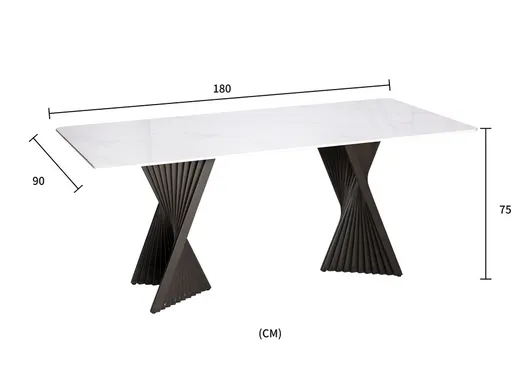 Stół MODIG 180x90 - biały marmur/grafitowy